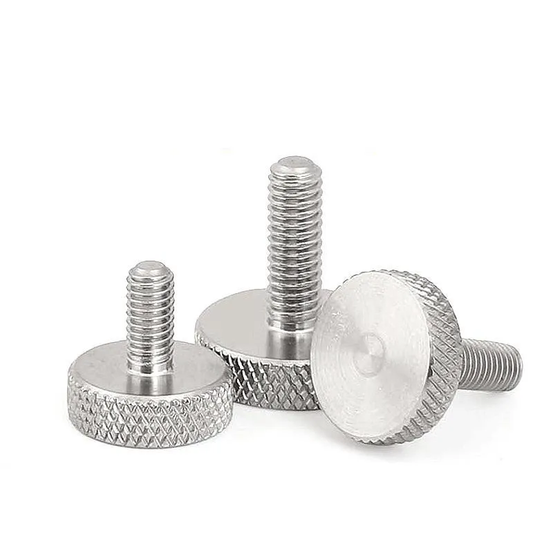 M3 M4 M5 M6 M8 GB835 304 Stainless Steel Knurl Flat Head Hand Tighten Thumb Screw Curtain Wall Glass Thumb Bolts