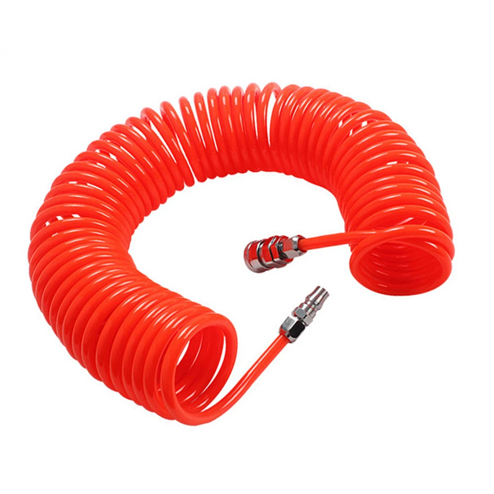 

6M Red Pu Air Compressor Telescopic Spiral Hose Durable Water Resistant Tool For Air Compressor Portable Coupler
