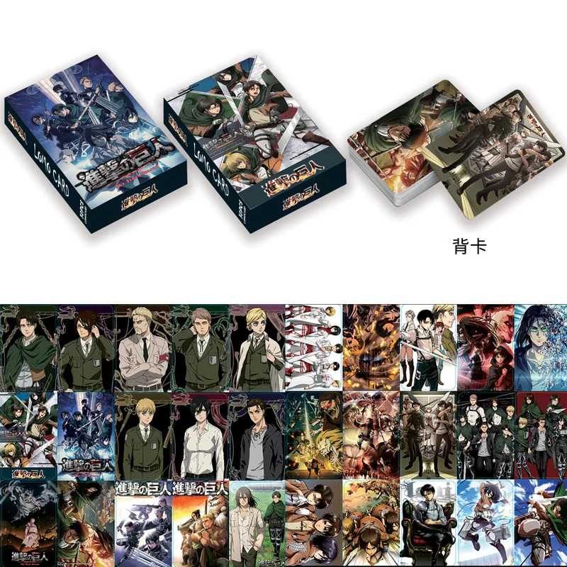 Tarjeta Lomo de Anime japonés de ataque a los Titanes, juegos de cartas pequeñas con postales, mensaje, foto, colección de regalos, juguete, regalo
