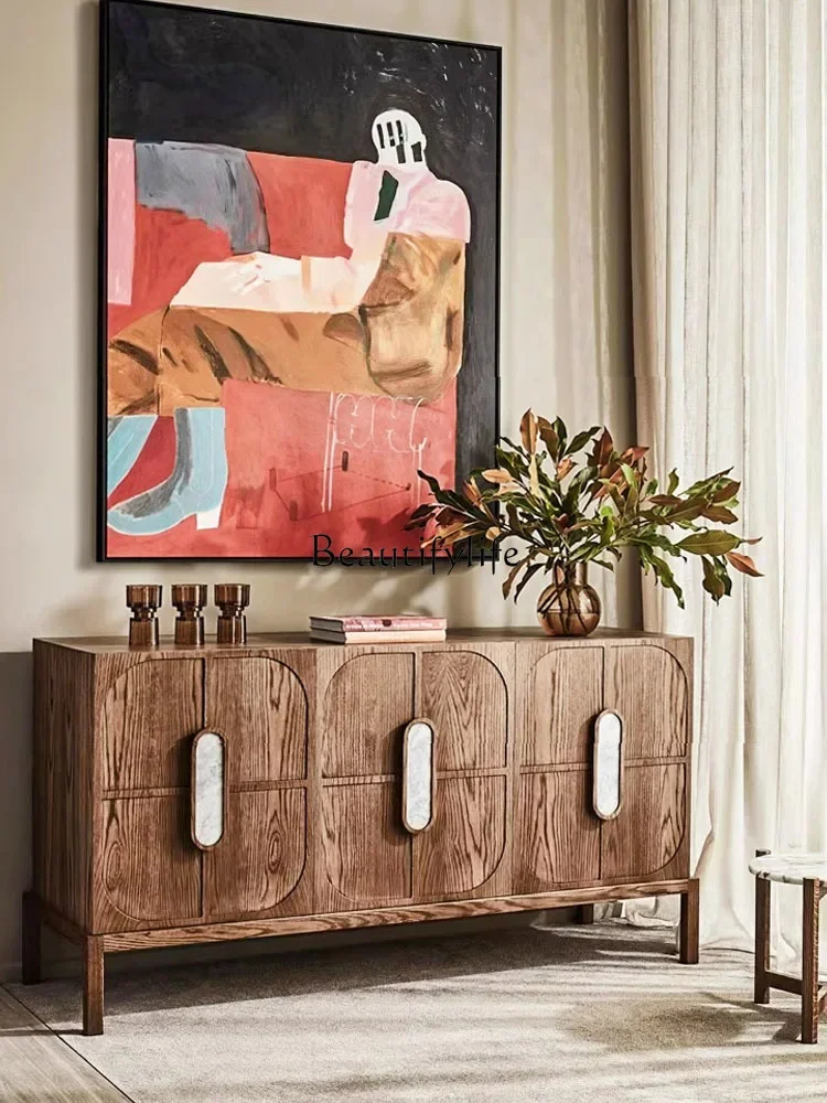 

Whole house furniture American Country Wood Carved Locker Retro Living Room Entrance Cabinet
