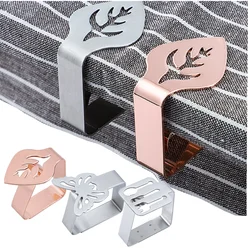 4PCS Stainless Steel Tablecloth Clips Decorative Leaf Tablecloth Clamp Holder Table Cover Clamps for Picnic BBQ Wedding Decor