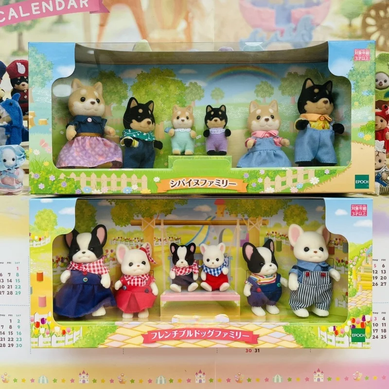 Sylvanian Anime Figures Toy Children'S Play House Toy Shiba Inu Bulldog Folding Cat Labrador Family Girl Families Christmas Gift