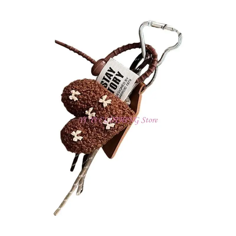 N5KF Trendy Cartoon Plush Keychains for Women Featuring Bowknot Love Designs Convenient for Bags And Car Decoration