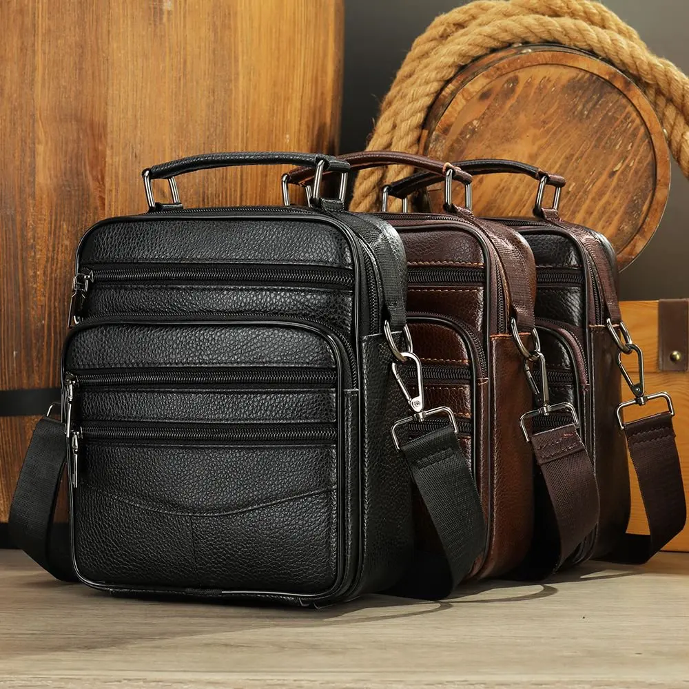 

Retro single-shoulder bag, men's genuine leather crossbody bag, top layer cowhide casual small bag, business bag, vertical bag
