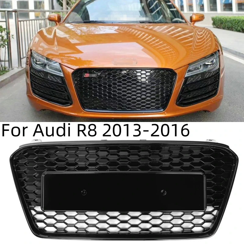 

For Audi R8 2013 2014 2015 2016 Upgrade Glossy Black RS Grille Honeycomb ABS Material Knight Air Intake