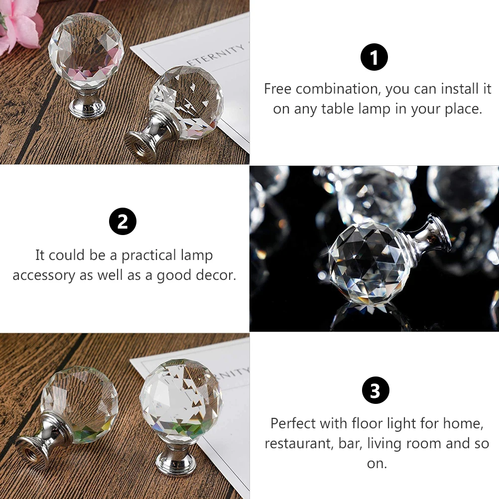 

Crystal Lampshade Knob Finials 27mm Threaded Base Durable Light Screw Caps Lamp Finial Solid Lamp Finials Classic Modern