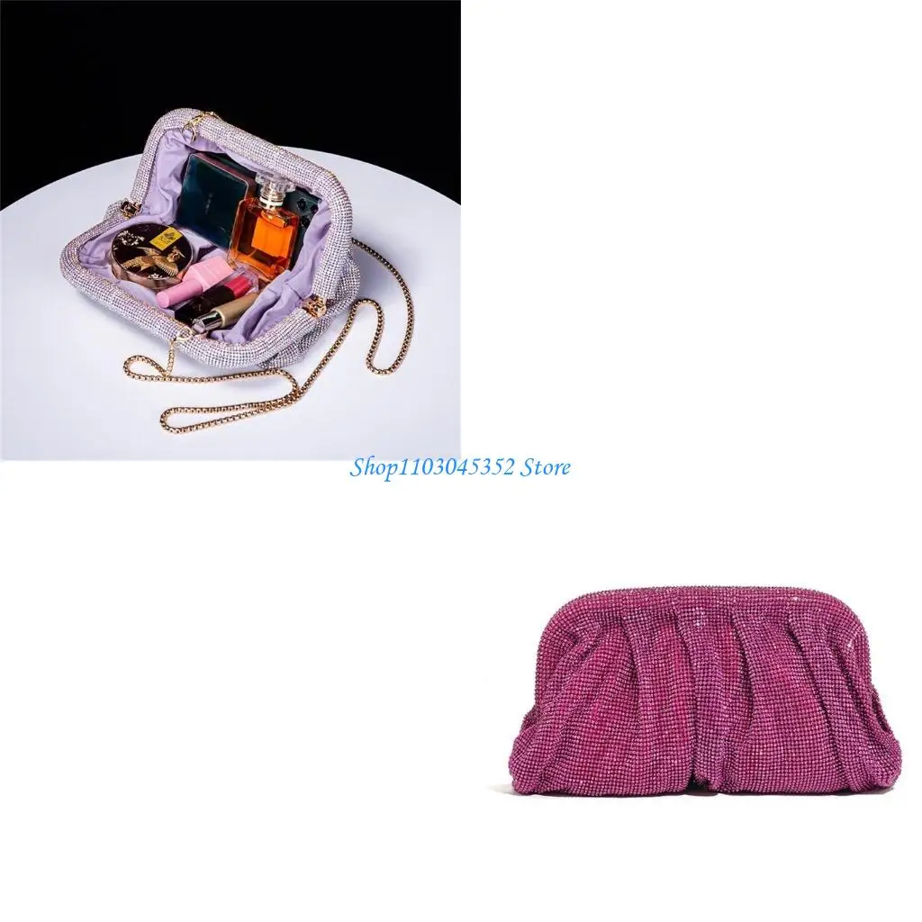 

Evening Bag Pleated Chain Bag Party Banquet Lady Purse Crossbody Bag