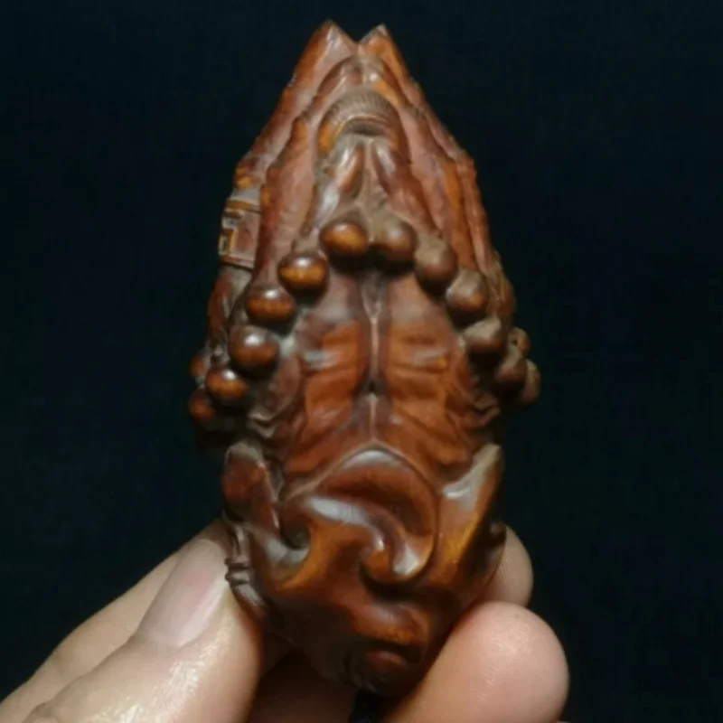 Japanese boxwood hand carved Buddha hand statue netsuke Decoration collectable