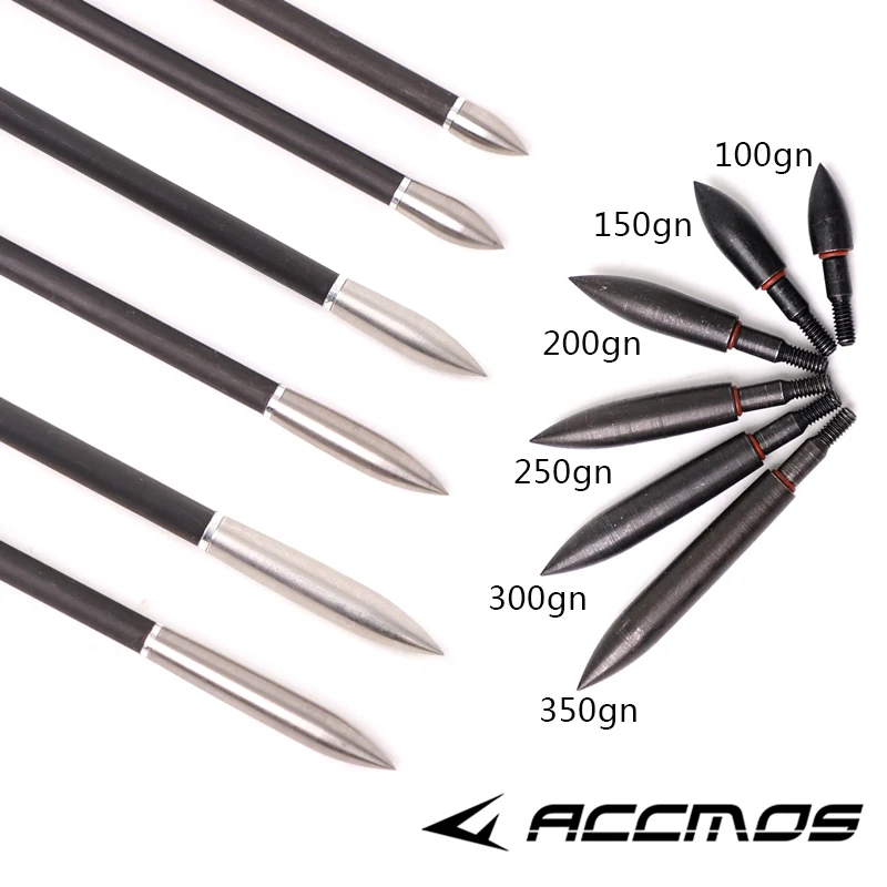 12PCS Target Arrow Points 100 150 200 250 300 350 Grain Screw Thread Arrowhead Archery Tips