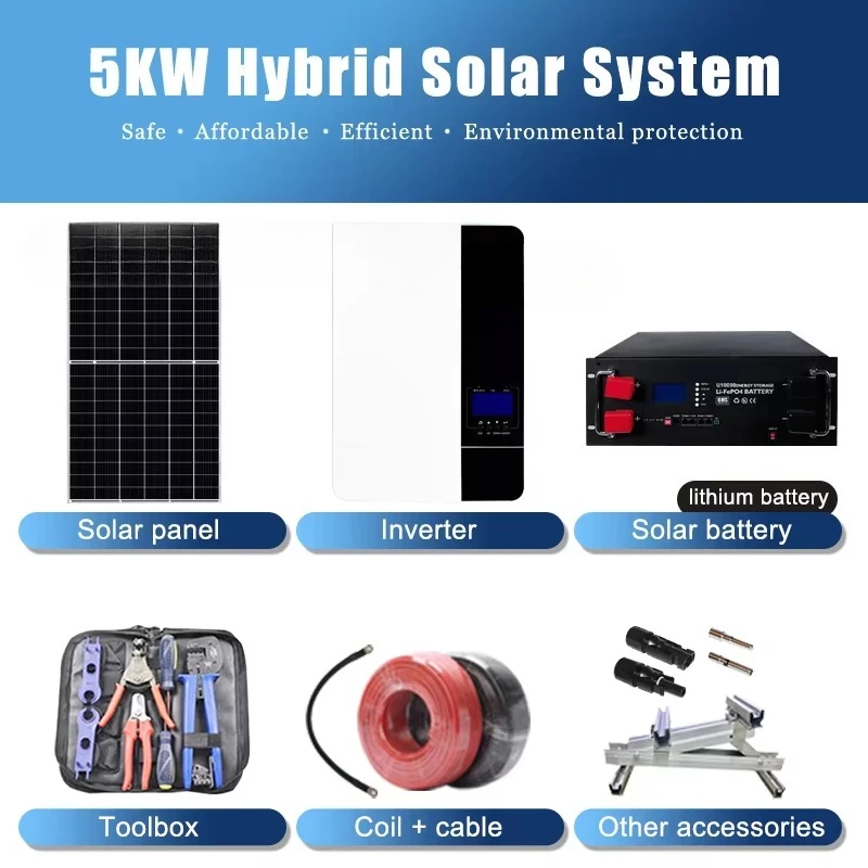 Jingsun Off Grid 5KW 10KW Solar Panels System Hybrid 5000W Solar Panel Complete Kit with Lithium Battery