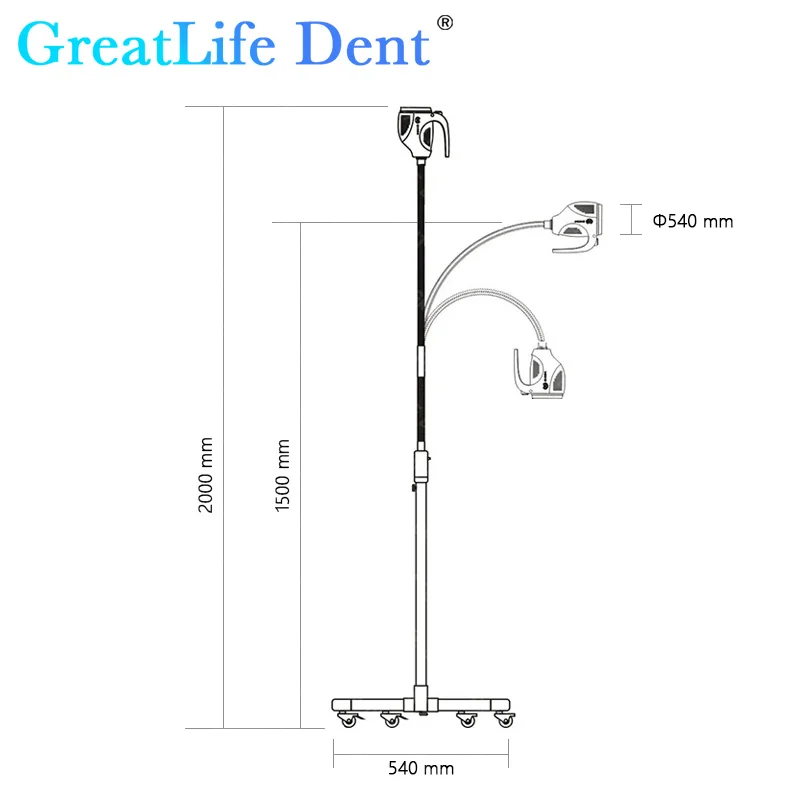 GreatLife Dent 21w 7 diod LED 50000 dożywotnia zimna bezcieniowa lampa operacyjna ruchomy stojak podłogowy stomatologiczne światło do badań