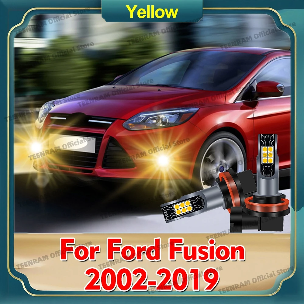 2Pcs LED Front Fog Light 3000K Yellow Bulbs 12V Lamp For Ford Fusion 2002-2019 2006 2007 2008 2009 2010 2011 2012 2013 2014 2015