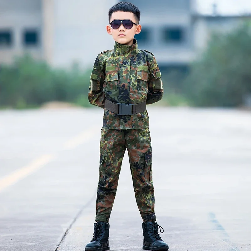 Traje de camuflaje para niños, traje de rendimiento de manga larga, traje de entrenamiento militar al aire libre, Primavera