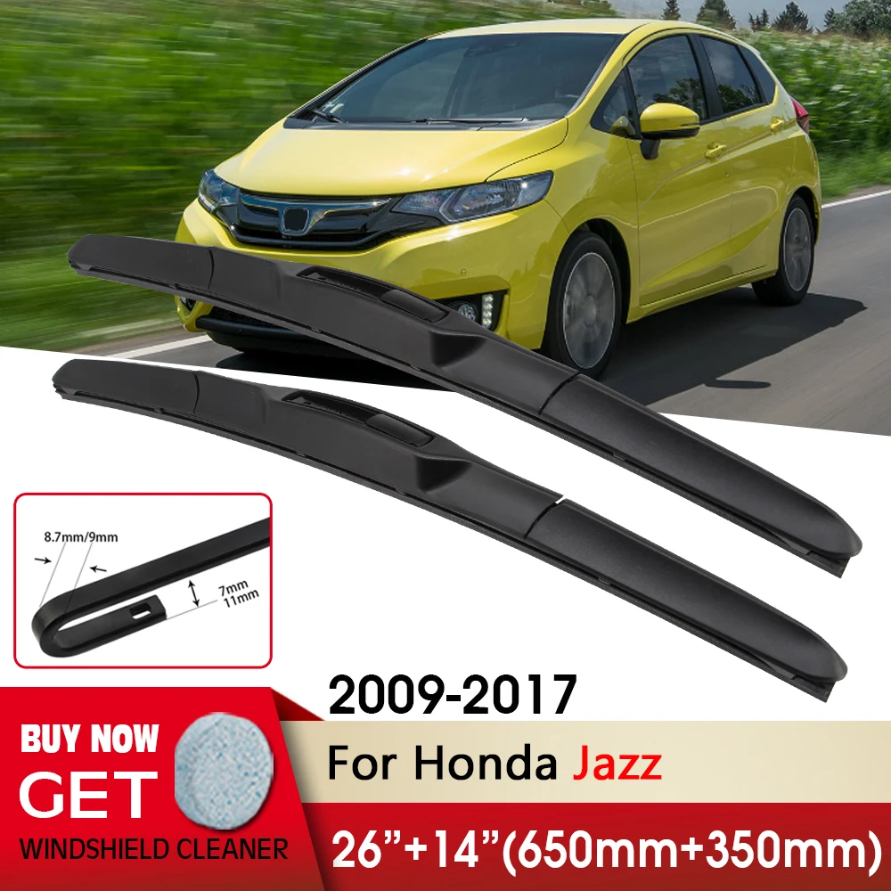 

Car Wiper Front Wiper Blades 26"+14" For Honda Jazz 2009-2017 Fit U Hook Arm Front Windscreen Wipers Auto Accessories