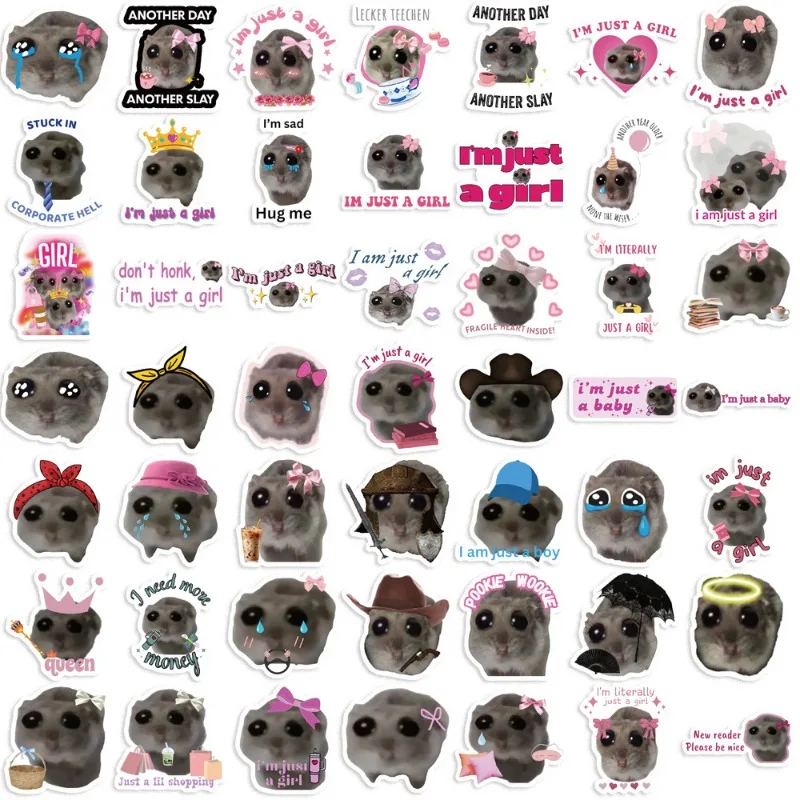 50PC Funny Cute Hamster Stickers for Women Child Phone Case Decoration Book Laptop Luggage Diy Waterproof Stickers