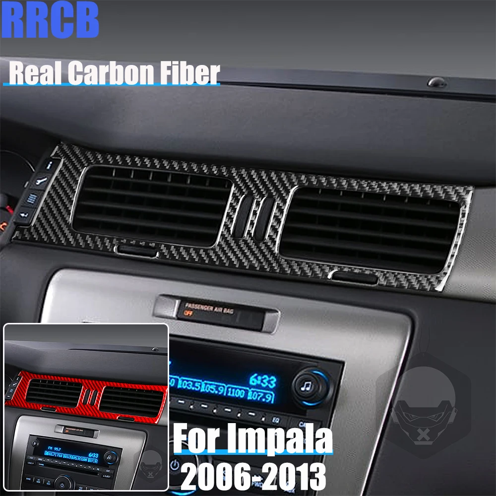 

Real Carbon Fiber Car Accessories Center Console Air Vent Decorative Trim Soft Cover Sticker For Chevrolet Impala 2006-2013