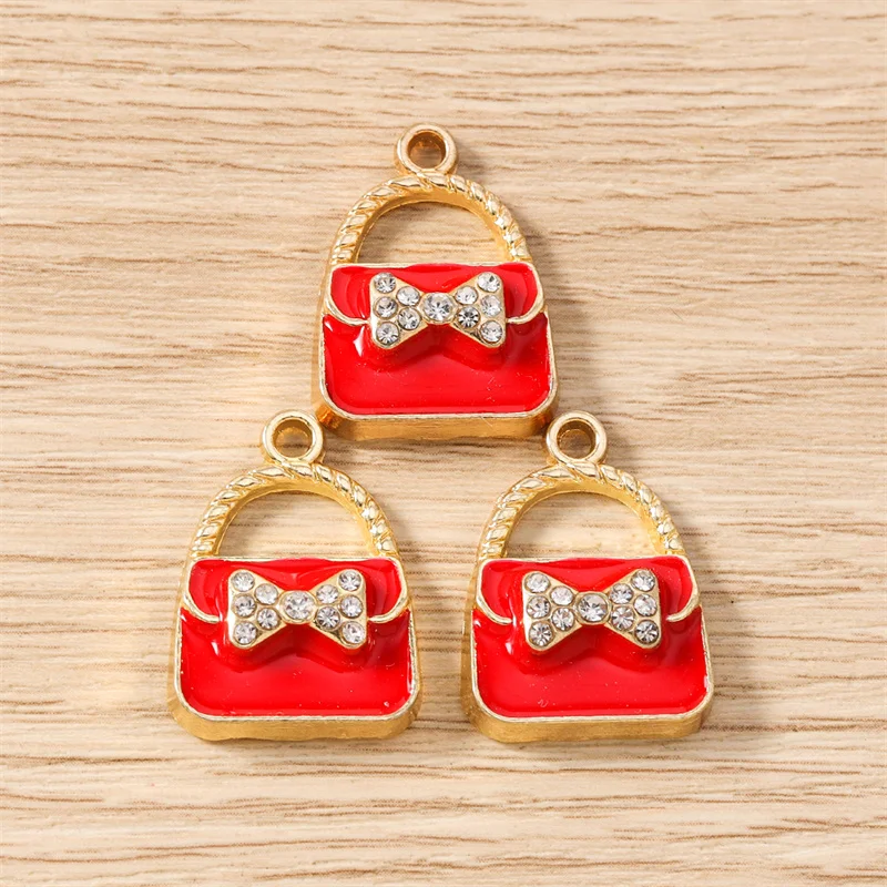 Tusember 10 Stück Niedliche Kristall-Lippenstift-, Handtaschen-, Schuh- und High-Heel-Anhänger für Halsketten, Ohrringe, Armbänder und Bastelarbeiten – Detail 21