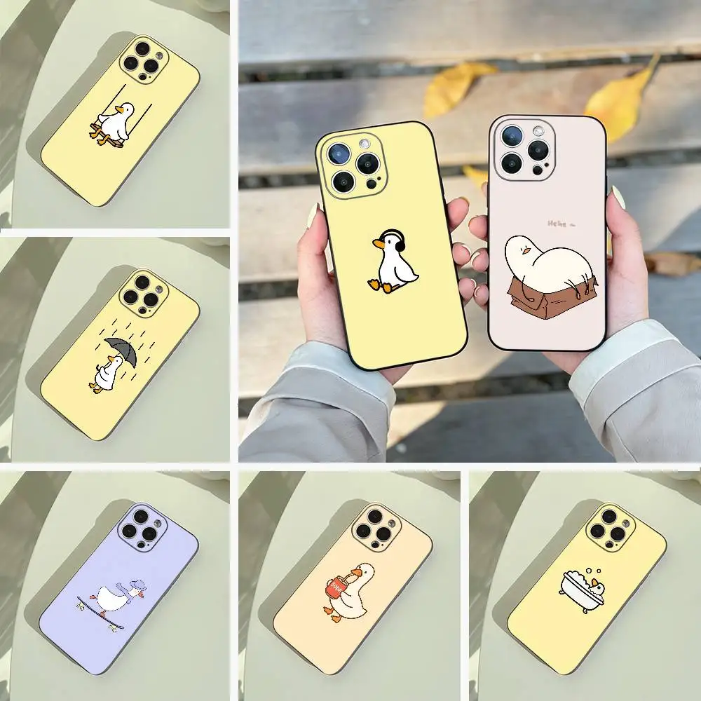 F-Funny Duck Phone Case For iPhone 17,16,15,14,13,12,11 Pro Max,16Plus,XS Soft Black Cover