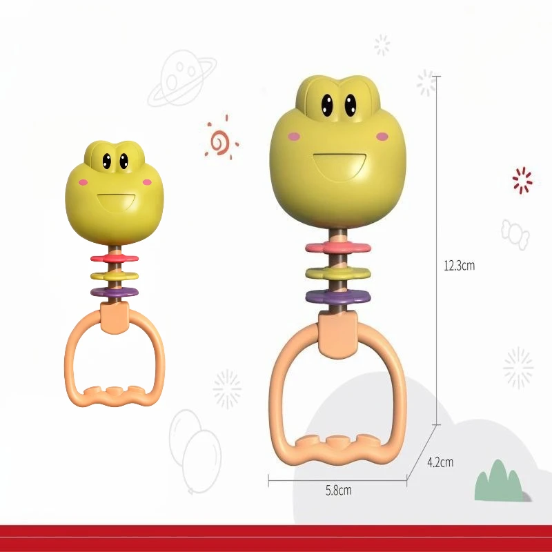 ของเล่นเด็ก กระดิ่งเขย่ามือ รูปกบตัวน้อยน่ารัก ทำจากวัสดุที่เป็นมิตรต่อสิ่งแวดล้อม ช่วยฝึกการจับและพัฒนาการด้านการได้ยินของทารก