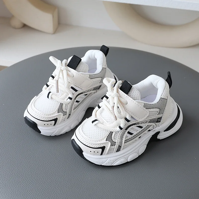 2024 Autumn New Boy\'s Little White Shoes Spring and Autumn Girl\'s Mesh Breathable Casual Running Shoes Children\'s Sneakers