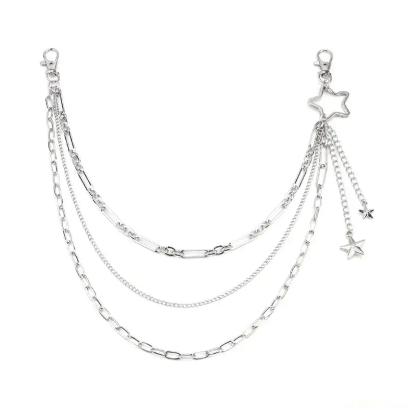 

D46E Яркая многослойная цепочка для брюк из сплава со звездами Универсальный модный аксессуар для экспериментов со стилем