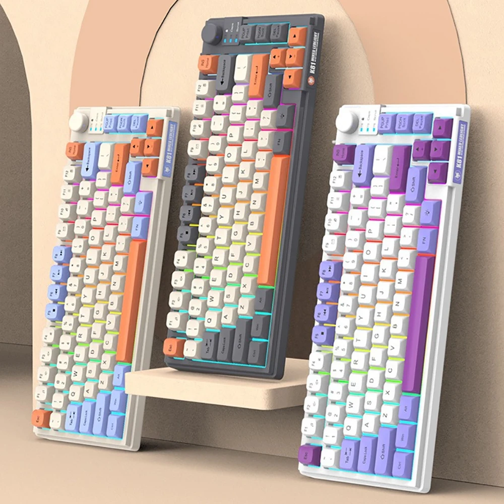 

Мини-клавиатура K81 с RGB-подсветкой, игровая 81-клавишная проводная клавиатура для настольного компьютера/ноутбука/ПК, проводная ручка регулировки для офиса/игровой клавиатуры