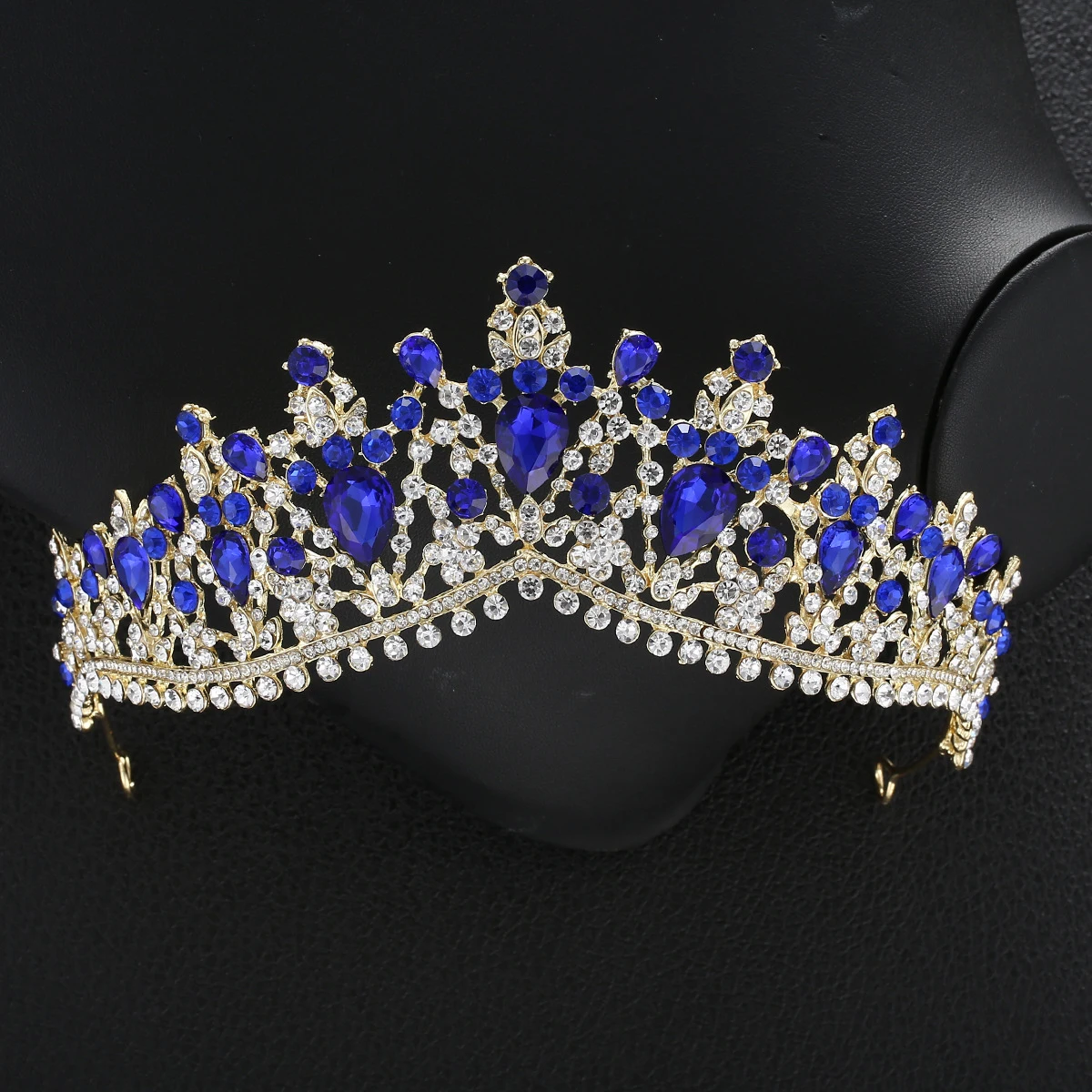 

1pc Rhinestone Large Crown Bridal Headdress Alloy Elegant Tiara Wedding Party Hair Accessory Women Girl Green Retro Costume Prom