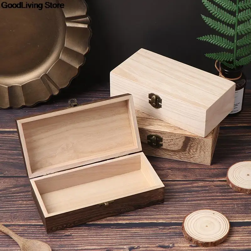 1PCS Retro Jewelry Box Organizer Desktop Natural Wood Clamshell Storage Case Home Decoration Handcrafted Wooden Gift Boxes