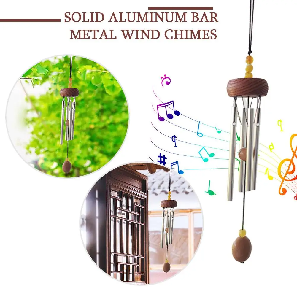 

Wood Stock Wind Chimes Garden Hanging Outdoor Silver Home Wood Colourful Metal Alloy Decoration G5Z6