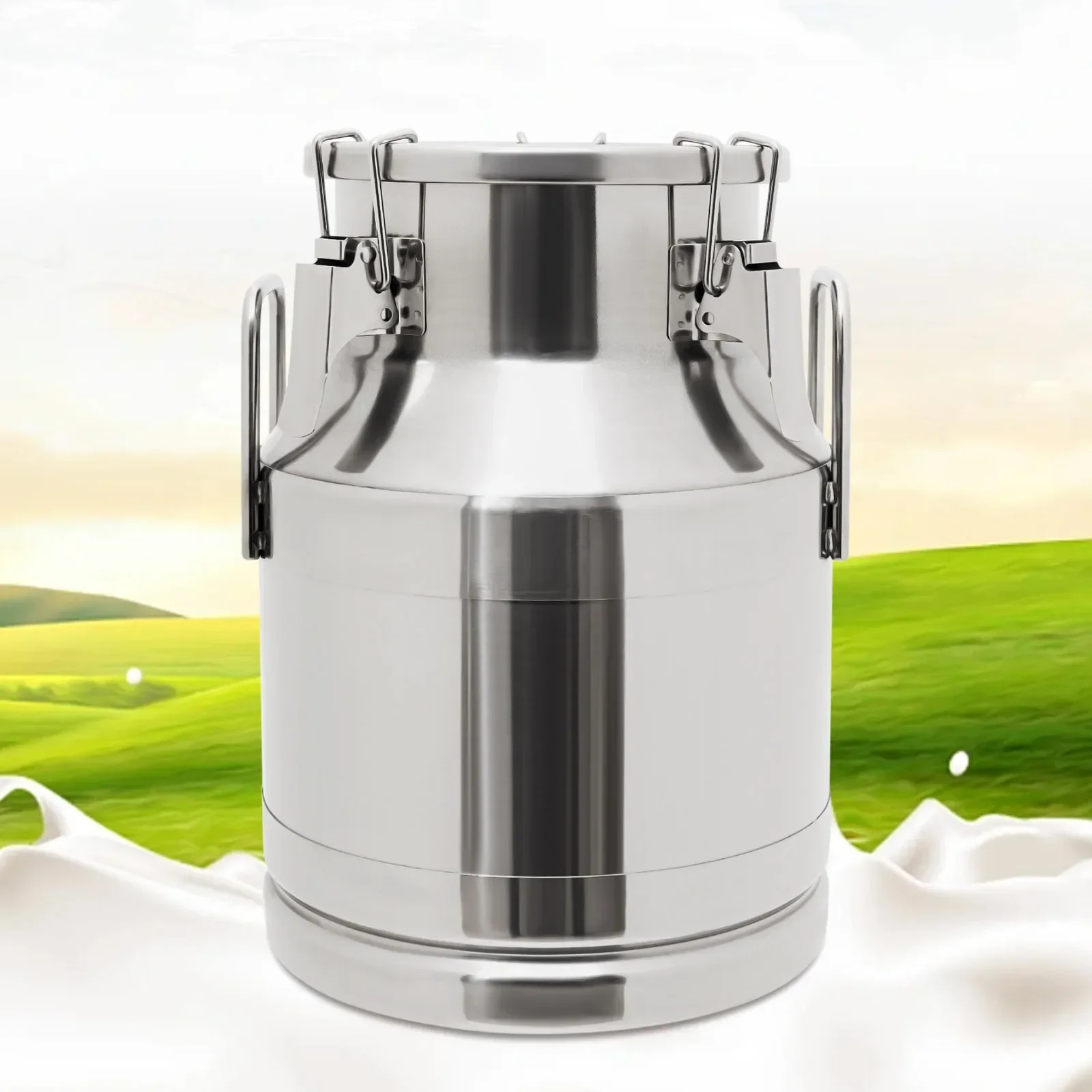 

10 L Milk Jug Transport Jug Made of 201 Stainless Steel with Clamping Lock and Rubber Seal Milk Jug for Transport or Storage