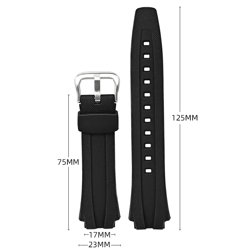 Black TPU Silicone Strap for Casio AQ-160W AQ-163W Sport Waterproof Convex Electronic Watch Bracelet Band Accessories 17mm