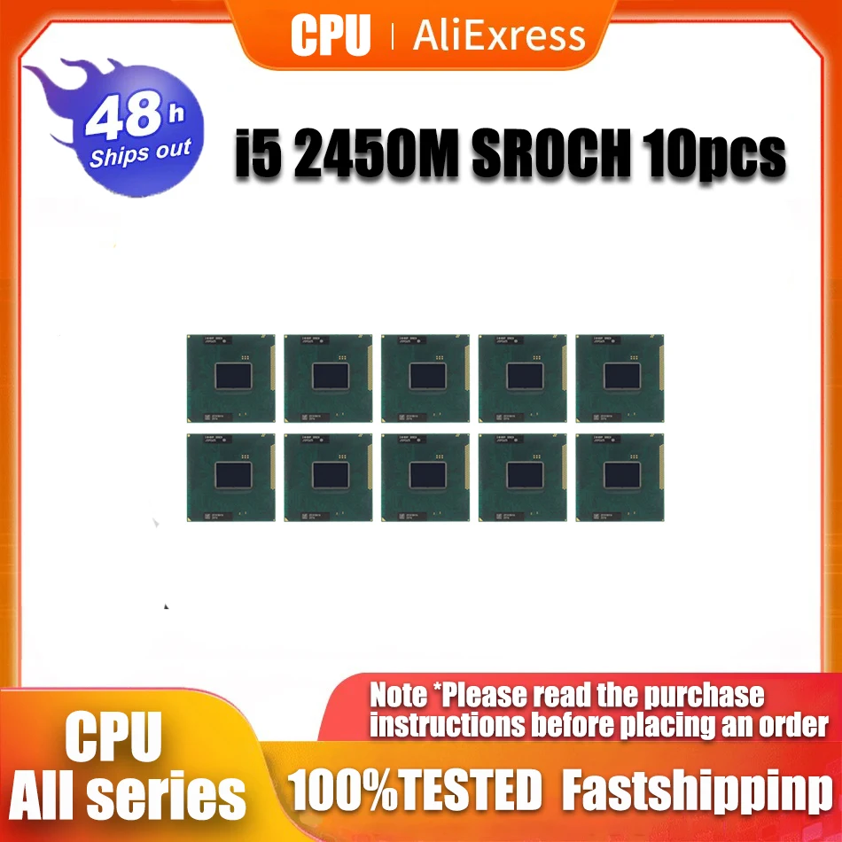 

10pcs i5 2450M i5-2450M ноутбук CPU rPGA988B SR0CH 2,5 ГГц 3 Мб 35 Вт Процессор