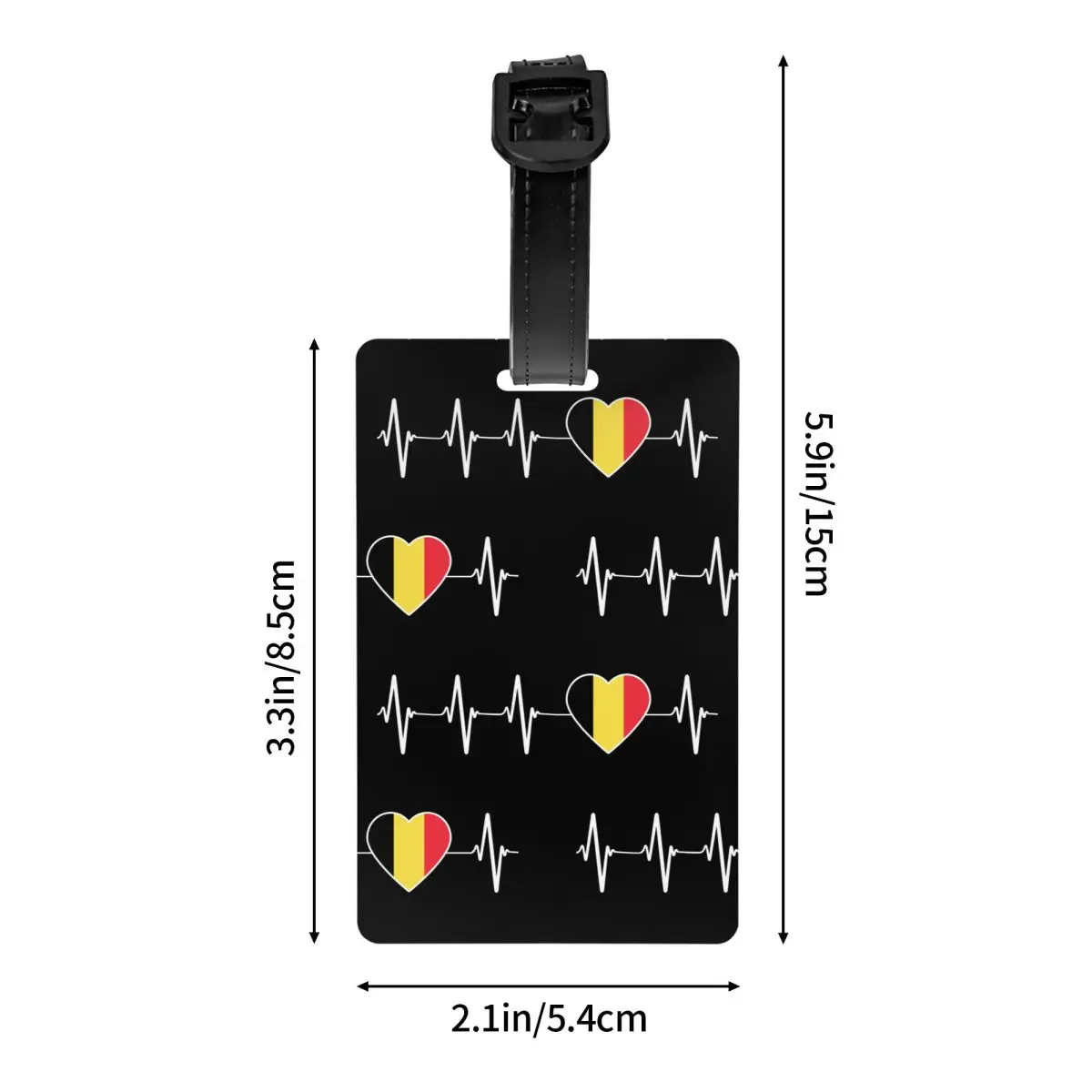 Étiquette de bagage Belge Heartbeat personnalisée, protection de la vie privée, étiquettes de bagage, sac de voyage, valise Attro