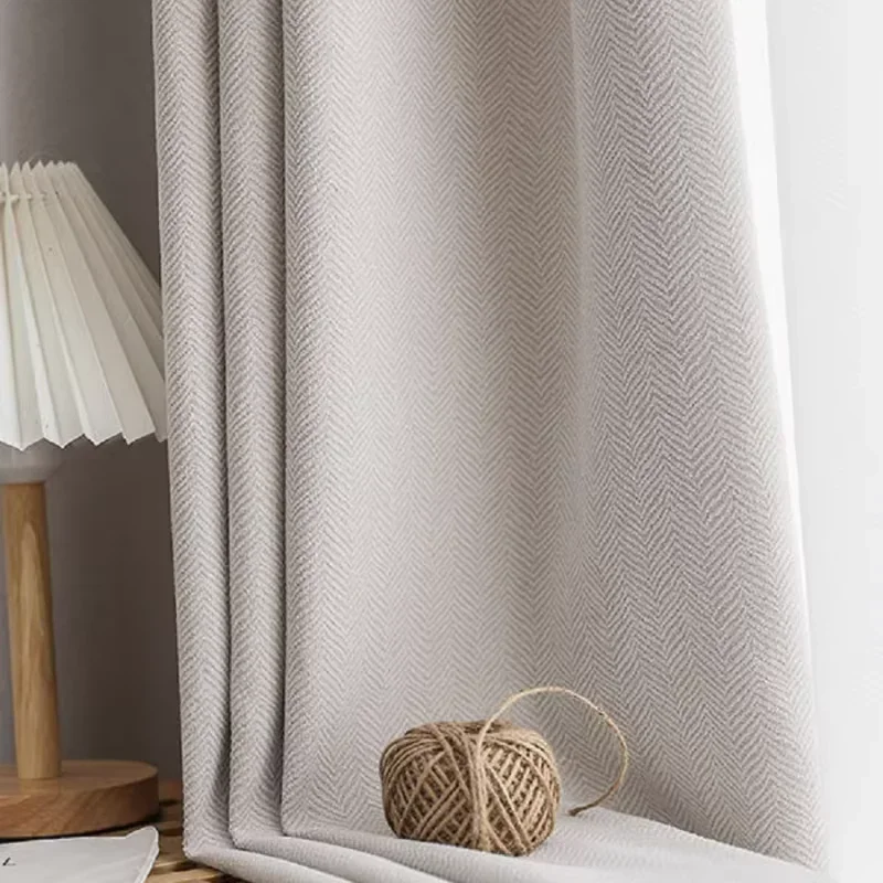 Herringbone Chenille Beige Thickened Curtains for Living Dining Room Bedroom High Blackout Fabric New Luxury Texture Customize