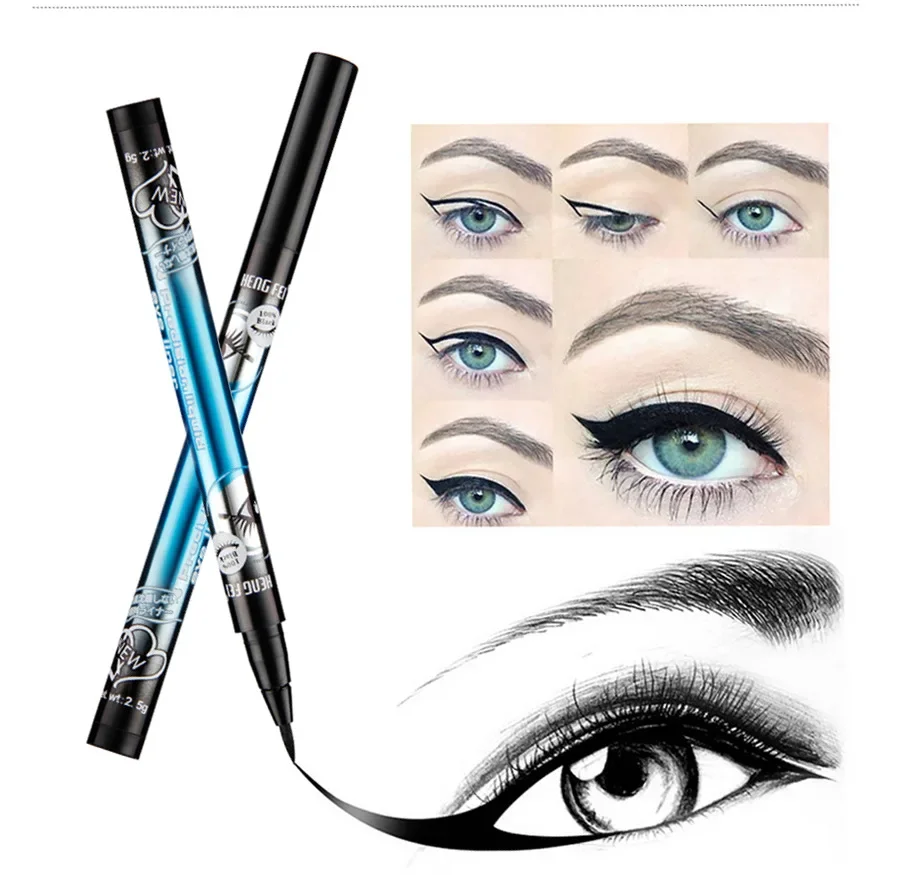 Free Shiping 24H Eyeliner Pencil Waterproof Long Lasting Non-Smudging Very Fine Black Eyeliner Liquid Eye Liner Pen Makeup Women