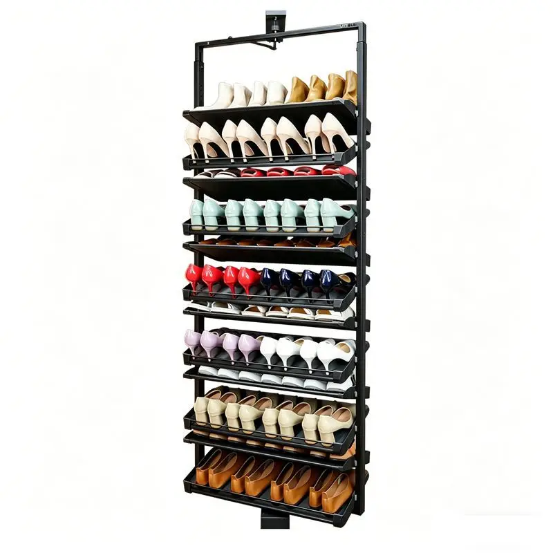 360-Degree rotating shoe rack shoe cabinet, built-in push-pull flip household multi-layer storage hardware accessories