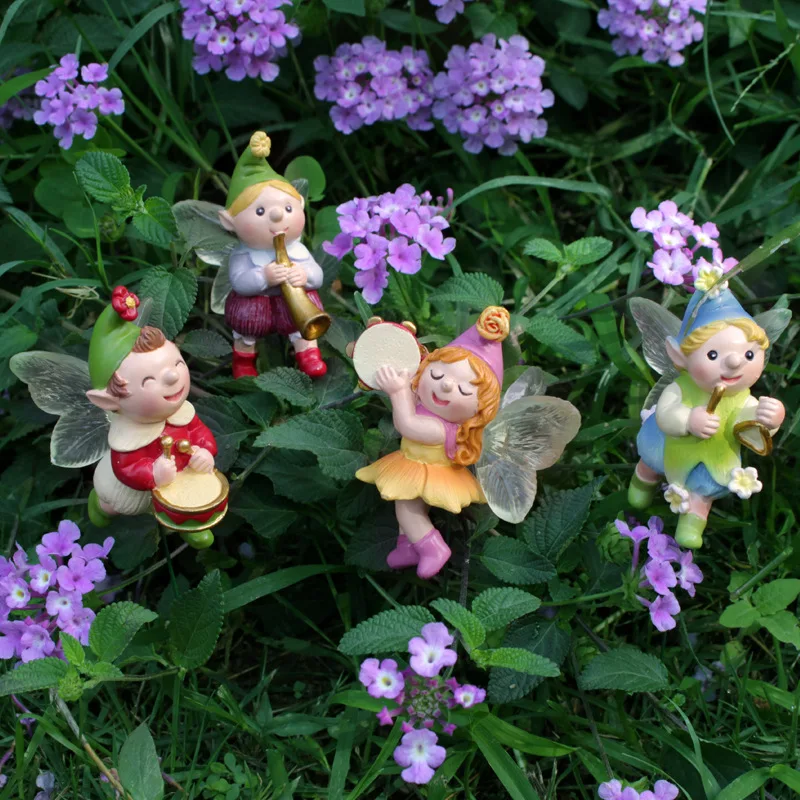 

Elf Band Plug-in Creative Fairy Tale Angel Resin Ornament, Flower Pot Decoration, Ground Plug, Micro Landscape with Packaging