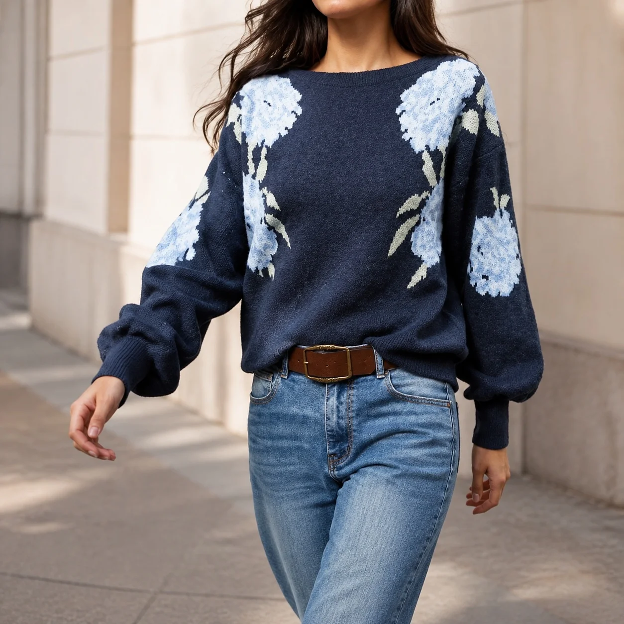 Casual Pullover Sweater Loose Fit Streetwear with Regular Sleeve Type Heat Set Finish Off Shoulder Neckline Women Sweater