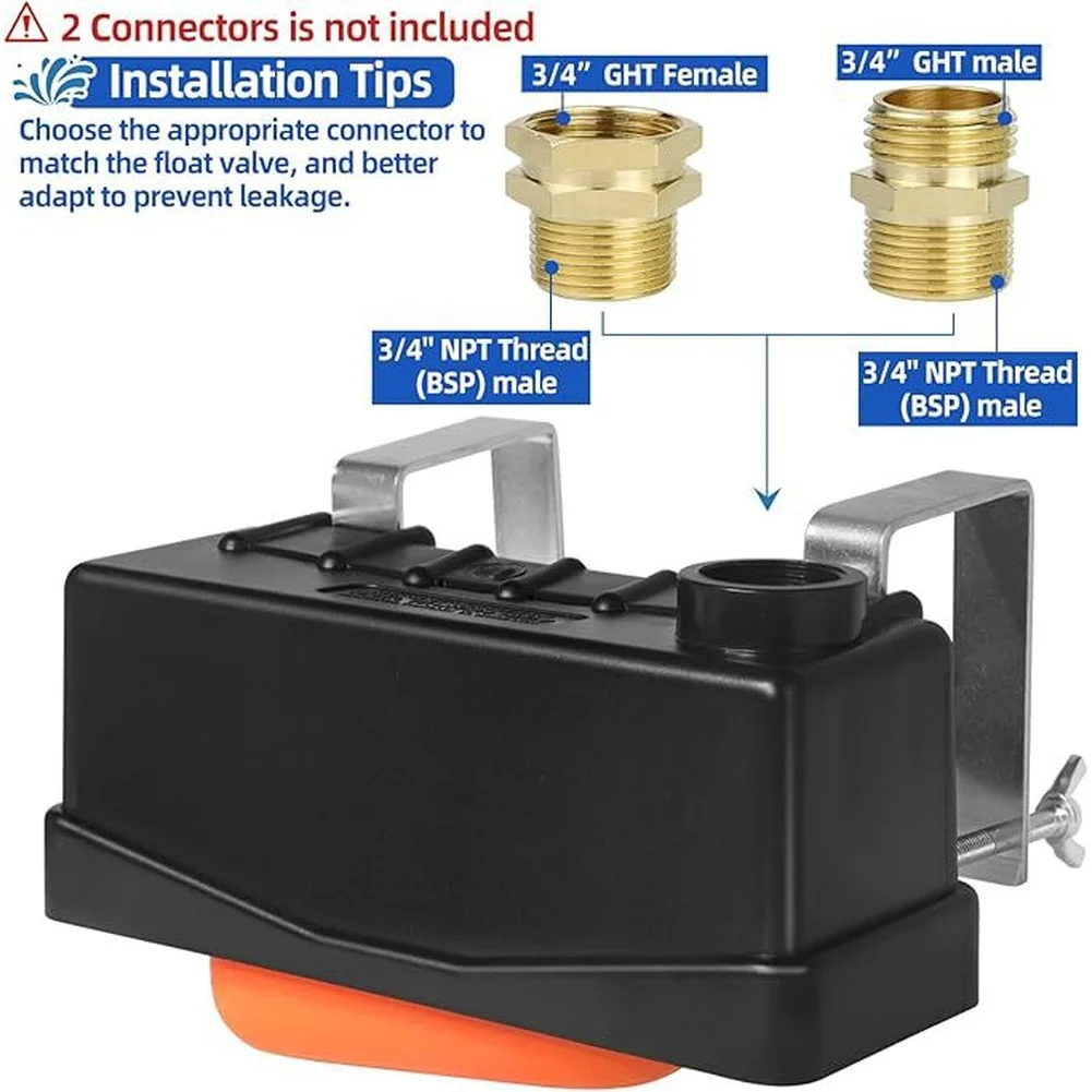 Automatic Water Tank Float Valve With 3/4-inch Connector For Livestock Water Troughs For Ponds/Farms Cattle Goats Chickens