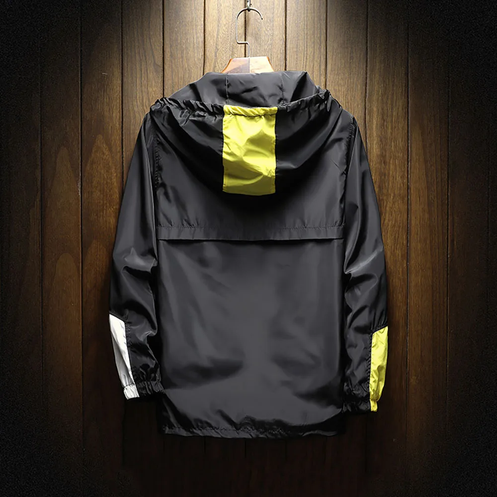 Spring and Autumn Thin Jacket Hoodie with Half Zipper, Men's Color Blocking Trend Casual Pullover Baseball Jacket