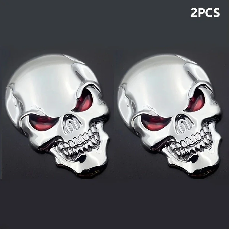 2pcs Skull Pirate Skeleton Buccaneer Head Skull 3D Metal Car Body Sticker Auto Rear Emblem Badge Decal Car Sticker