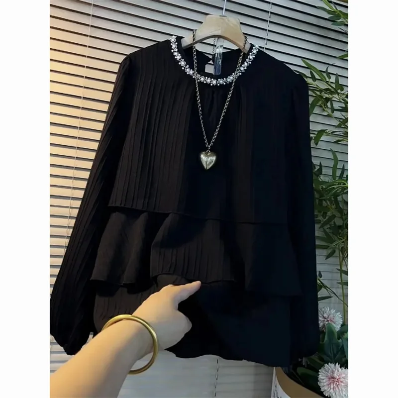 Ankara Red Plus Size Bluzka damska Letnia Jesień Nowy Top z długim rękawem Koreańska wersja Blusas Para Mujer Odzież damska