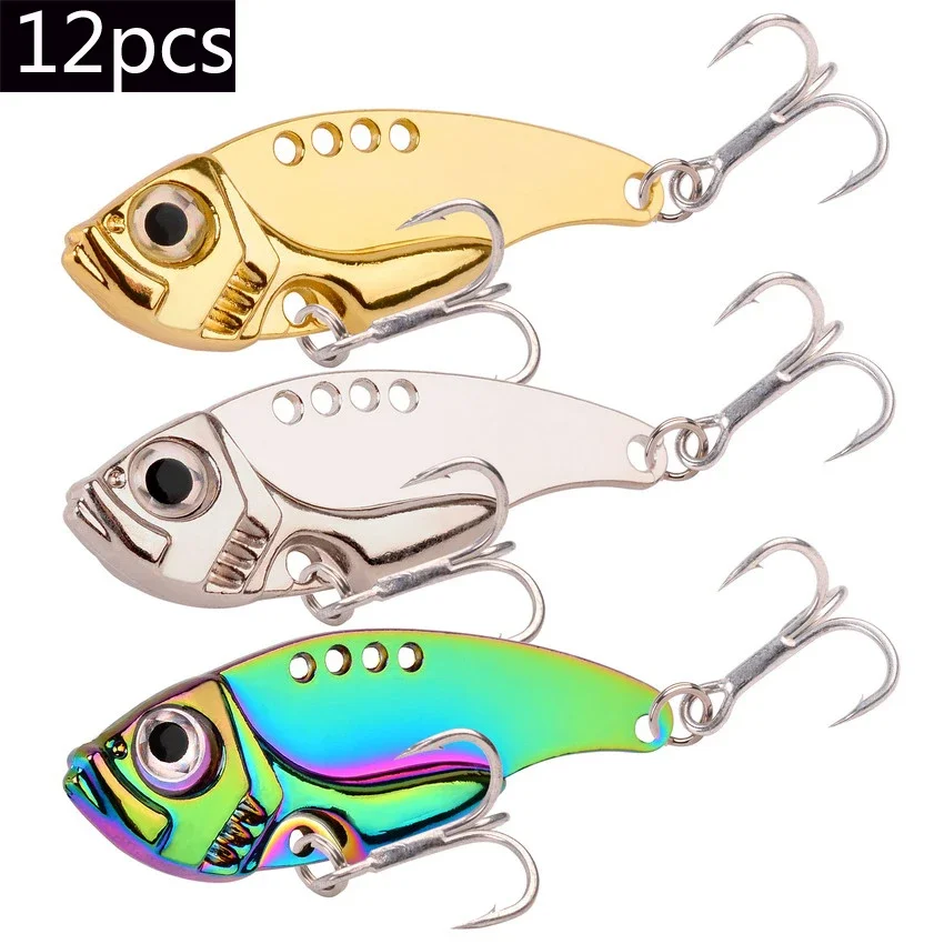 12 stücke Spinner Löffel Metall Jig Köder 3g 7g 10g 15g 20g VIB Sinking Klinge spinning Spinnerbait Pesca Hecht Karpfen Meer Angeln Locken Set