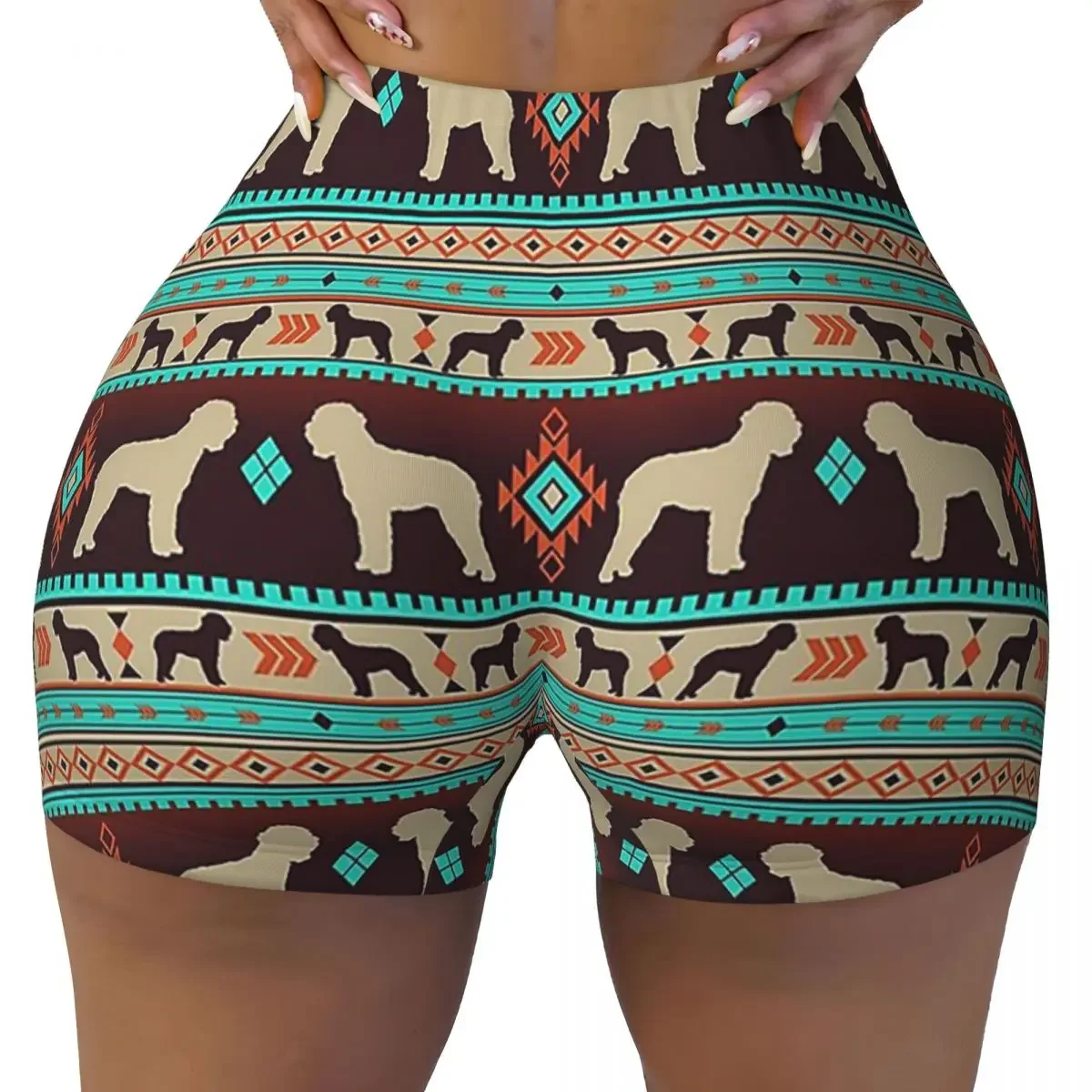 Custom Boho Dogs Lagotto Romagnolo Sunset Women Gym Workout Running Shorts Athletic Volleyball Biker Yoga Shorts