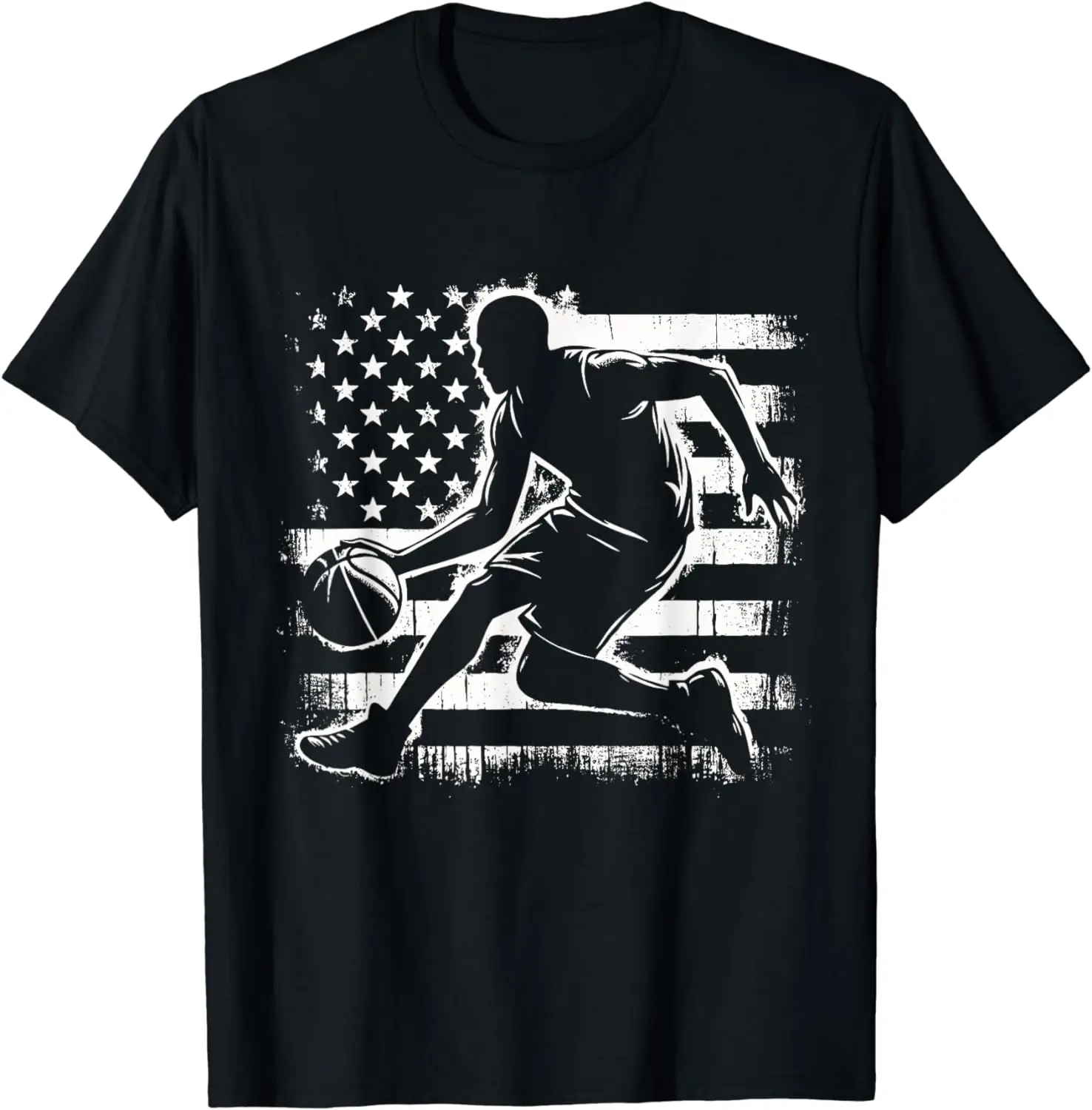 Baseketball Player Sports USA Flag for Men Boys Girls Women T-Shirt Cotton Breathable Soft Material Graphic T Shirts