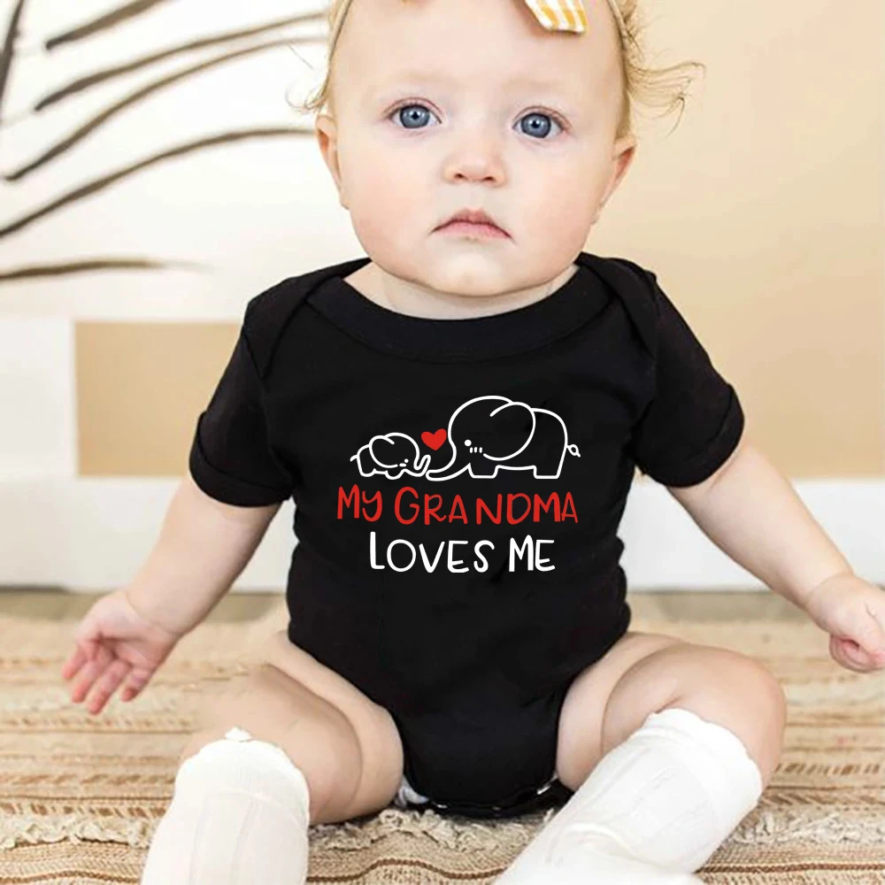 

My Grandma Loves Me Print Baby Romper Funny Infant Summer Bodysuit Newborn Short Sleeve Jumpsuit