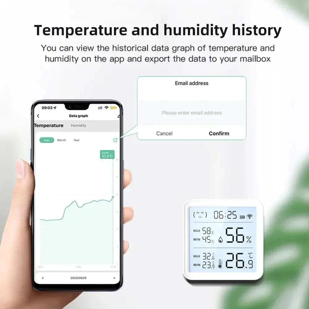 Tuya WiFi sensore di umidità della temperatura per Smart Home retroilluminazione igrometro termometro compatibile Bluetooth APP telecomando