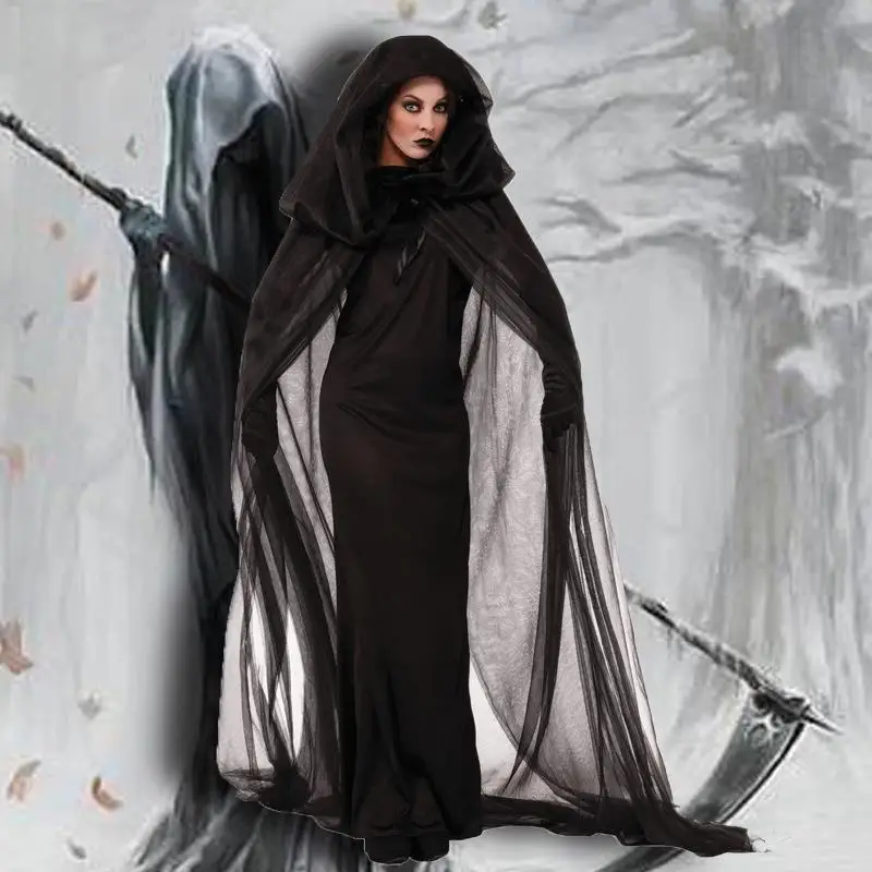 رداء Loween Bla Witch Reaper رداء نسائي أداء المسرح ملابس عرقية صينية تقليدية لربيع 2025 وصل حديثًا