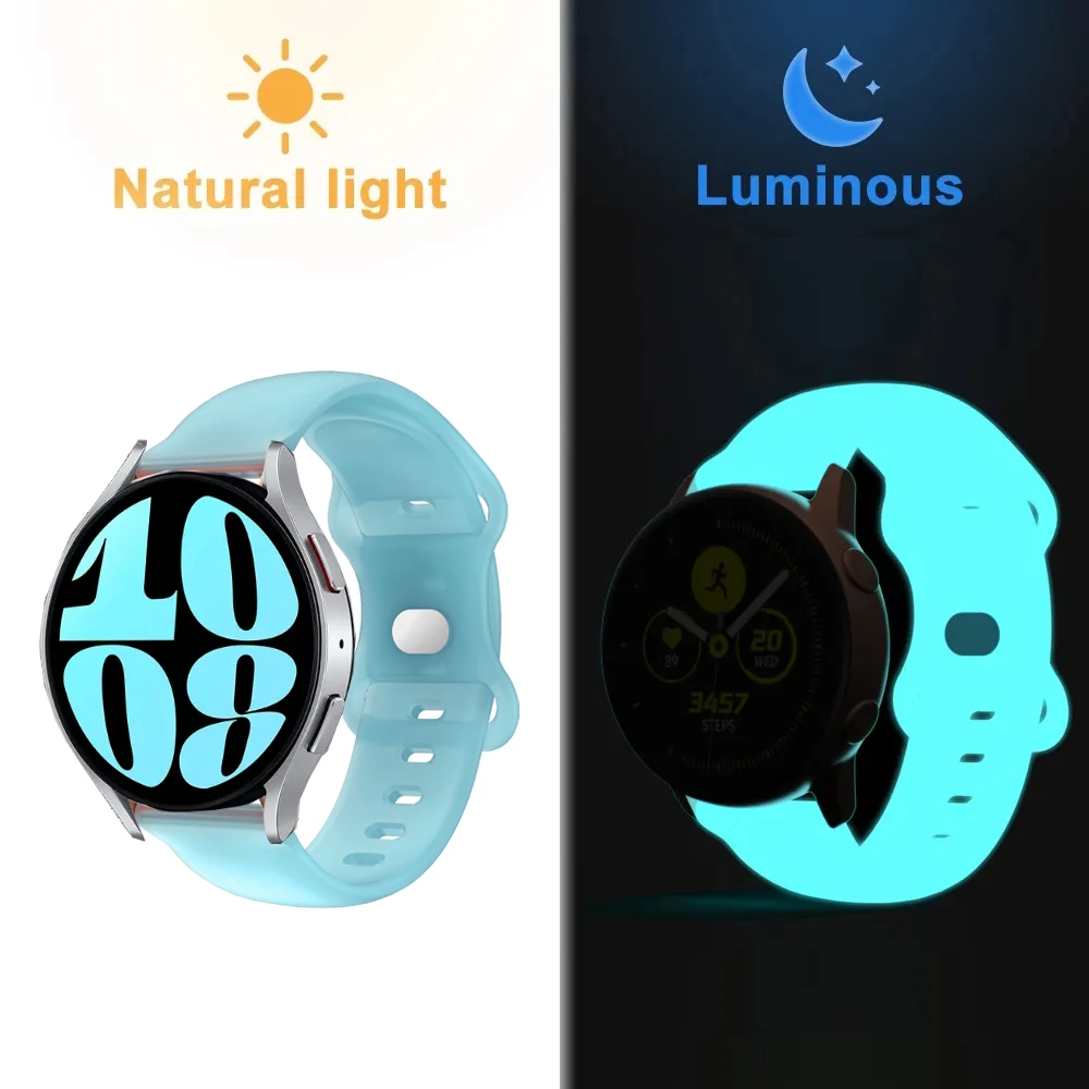 Luminous Glowing Strap For Samsung Galaxy Watch 6 4 5 40 44mm Silicone 20mm Bracelet Watch6 Classic 47 43mm Smartwatch Watchband