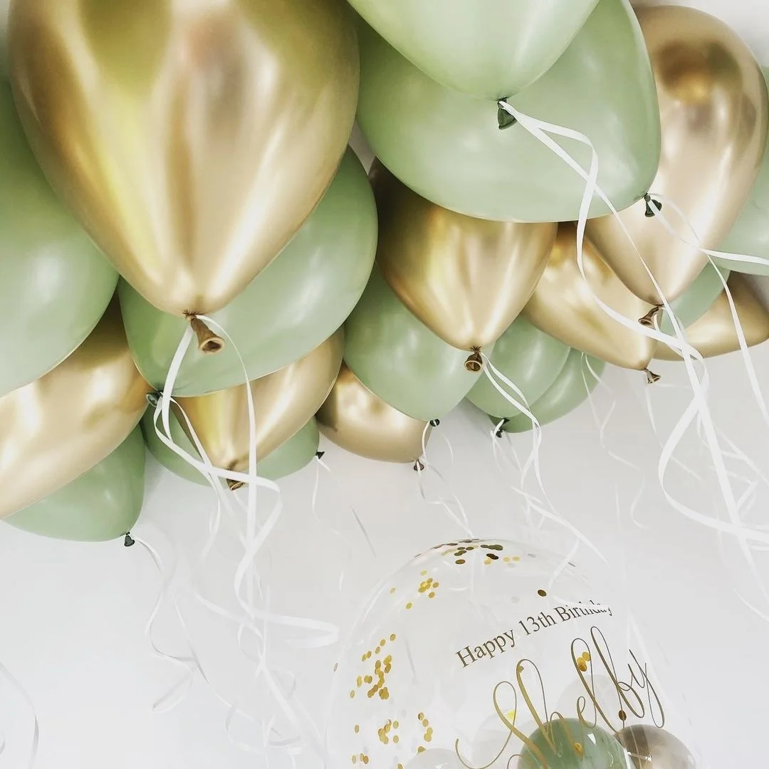 15/20PCS 12inch Balloon Set Retro Green Pink Gold Balloon for Birthday Wedding Anniversary Jungle Safari Party Decorations